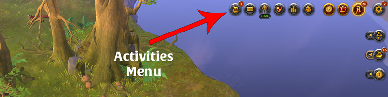 Menú de actividades en Albion Online